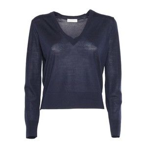 Ballantyne Deep V-Neck Wool Pullover With Ribbed Hem - NWT